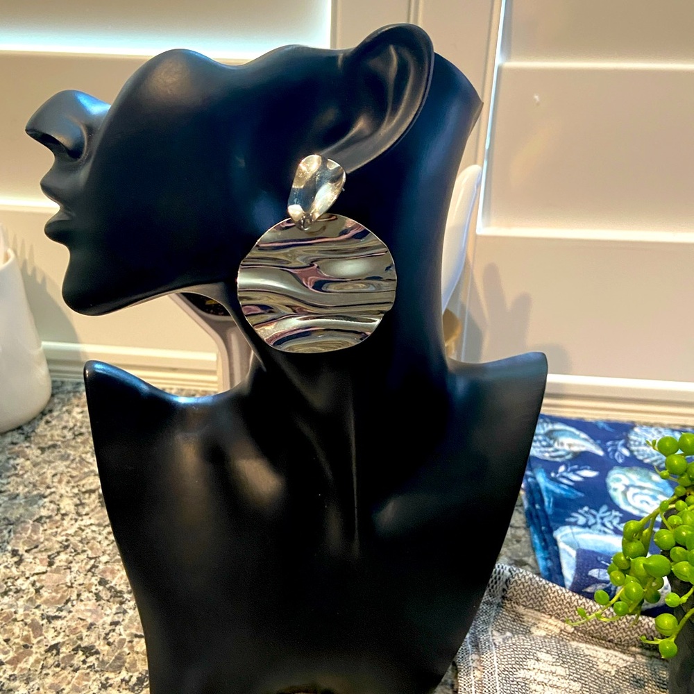 Silver tone Statement Earrings NWOT